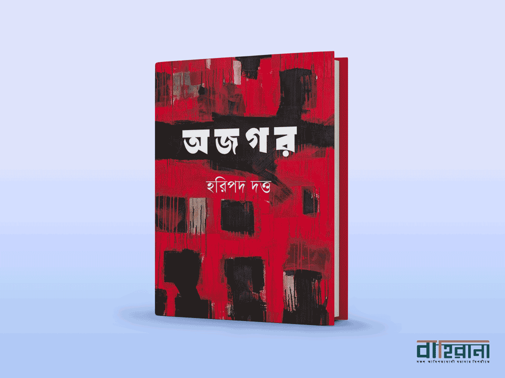 লাল ও কালো রঙে একটি চিত্রকর্ম আছে এখানে। অজগর উপন্যাসের নামলিপি আছে। বাহিরানা নামে একটি লগো আছে। হরিপদ দত্তের অজগর
